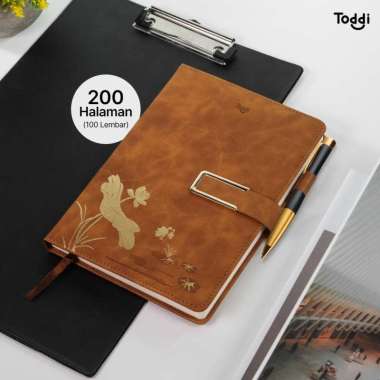 Buku Catatan Buku Jurnal Diary Ukuran A5 200 Halaman Cover Kulit Dengan Hiasan Gold Mewah WMO YUTD66