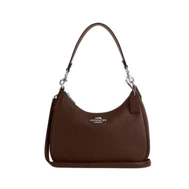 Coach Teri Pebble Leather Hobo Bag Mapple Shw Brown