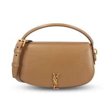 [12.12 Dealcember] Saint Laurent Voltaire Half-Moon Shoulder Bag Dark Cork Nude