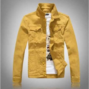 Jaket denim lengan panjang untuk pria, jaket denim slim fit Mode gaya baru musim gugur, jaket denim