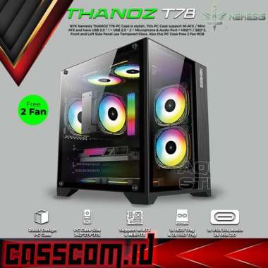 NYK Nemesis Thanoz T78 M-Atx Mini-Atx Tempered Glass - PC Case Gaming Free 2 Fan RGB