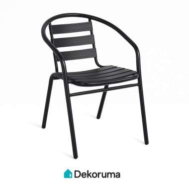 Dekoruma YORK Kursi Teras Aesthetic / Kursi Santai Metal Aluminium / Kursi Outdoor - Hitam