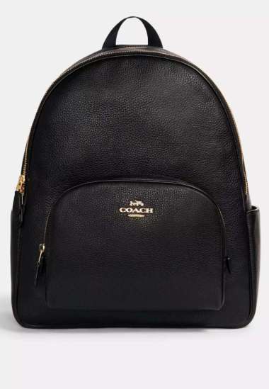 Large Court Backpack Pebbled Leather Gold/Black