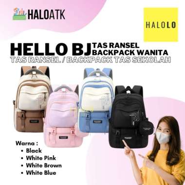 Tas Ransel Backpack HELLO BJ Tas Sekolah Tas Wanita Tas Gaya Korea Black