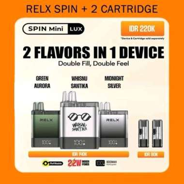 RELX Spin Mini Lux Kit Refillable Device + 1 Pack isi 2 Cartridge - Whisnu Santika Device+Catrid