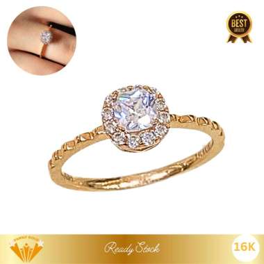 Cincin Emas Kadar 16K Model Solitaire Roxe Square Family Gold 1.65gr R13
