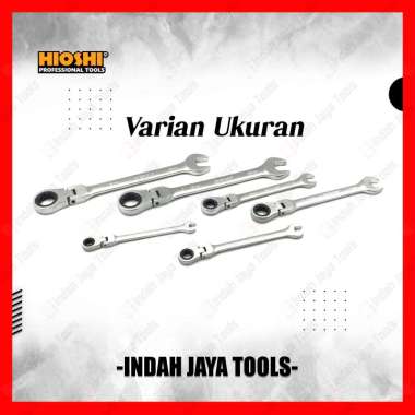HIOSHI Kunci Ring Pas Rachet Fleksibel 8 10 12 14 17 19 mm - Fleksibel Swivel Head Ratchet Combinati