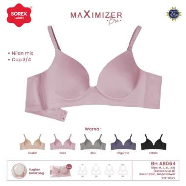 Sorex Maximizer Bra Tanpa Kawat Busa Tebal Push Up Kait 2 Cup B Seamless Bra BH AB064 (AB 064) Size 