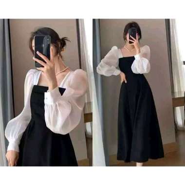 Dress MIDI Korean Style Vintage Hijab Friendly dress wanita modern long dress baju pesta wanita baju