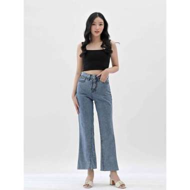 Shenelin jeans wanita highwaist kulot kekinian Unfinished Tabitha 28 Tabitha