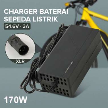 JNENCONN Adaptor Charger Baterai Skuter Sepeda Listrik XLR 54.6V 3A - 48V3A Hitam