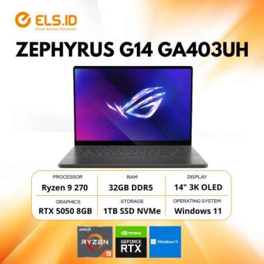Asus ROG ZEPHYRUS G14 OLED GA403UH-R9N55OL6G-HM AMD Ryzen 9 270 32GB SSD 1TB 14" RTX5050 W11+OH2024+