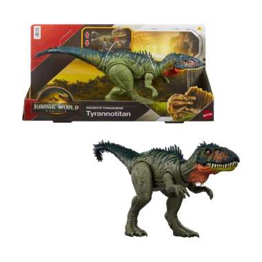 Jurassic World Rebirth Gigantic Thrashers Tyrannotitian Dinosaur Figure Toy, Tail Activated Attack J