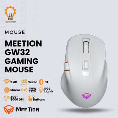 Meetion GW32 – Tri-Mode Wireless Ergonomic Gaming Mouse, 8.000 DPI, 98 g, RGB Black