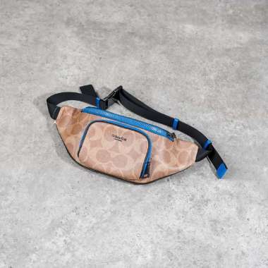 Tas COACH RACER BIG MONOGRAM BEIGE BLUE BROWN WAIST BAG 100% ORIGINAL 30X17X6CM