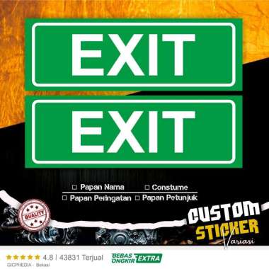 Papan Petunjuk Pintu Keluar | Papan Nama Exit | Hiasan Dinding | Dekorasi Dinding | Cafe Toko Rumah 