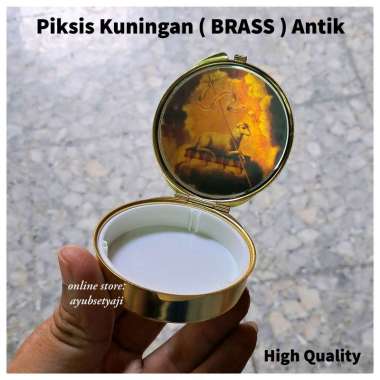 Piksis Kuningan Tempat Hosti antik PYX BRASS Wadah Ritual Keagamaan Misa Gereja wadah Piksi sibori w