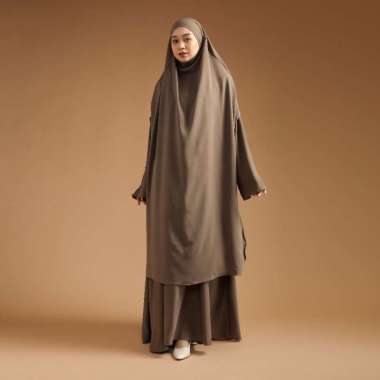 Lozy Hijab - Tsamara Abaya (Abaya Gamis Haji dan Umrah Bahan Cooltech) Brown Muffin L - Abaya Only