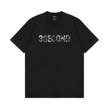 3Second Men's T-Shirt Short Sleeve Regular Fit Cotton Scribble C130825 Black XXL