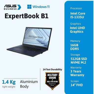 ASUS ExpertBook B1402CVA-NK5151X Core I5-1335U 16GB 512GB SSD Windows 11 Pro + Free Mouse Wireless 1