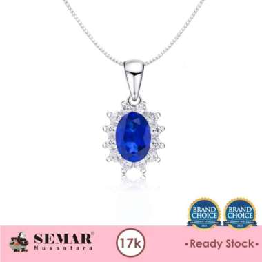 Liontin Emas Lady Diana Royal Blue White Gold 17K Semar Nusantara
