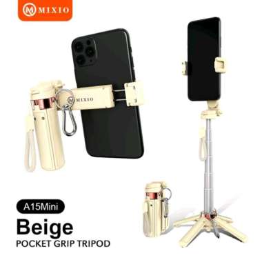 MIXIO A15 Mini Premium Pocket Grip Tripod Mini Selfie Stick Remote Control Tripod 3 In 1 Tongsis Tri