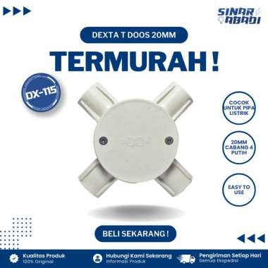 Dexta T Doos / T Dus Pipa Listrik Conduit Putih 20MM Cabang 4 DX-115
