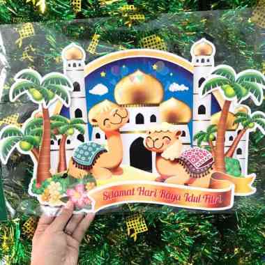 Hiasan Dinding Dekorasi Idul Fitri Masjid & Unta Happy Eid Mubarak - Happy Eid Unta