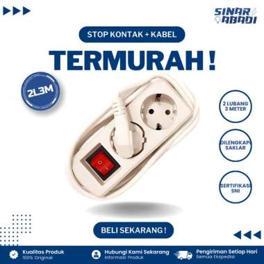 Stop Kontak + Kabel 2 Lubang 3 Meter