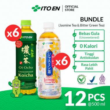 ITO EN Paket Koicha 500 ml 6 Pcs & Jasmine 500 ml 6 Pcs - Bundle Mix Teh Hijau Jepang Tanpa Gula