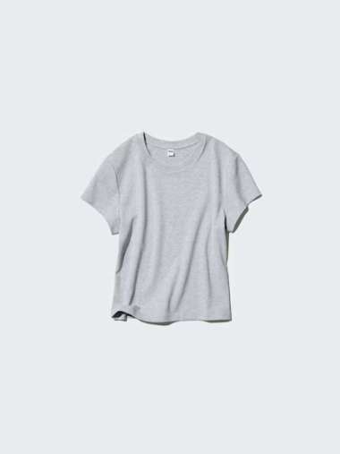 UNIQLO T-Shirt Mini Crop Top Wanita GRAY M