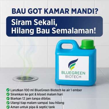 BlueGreen Biotech Cairan Pembersih Penghilang Menghilangkan Bau Saluran Got Kamar Mandi WC