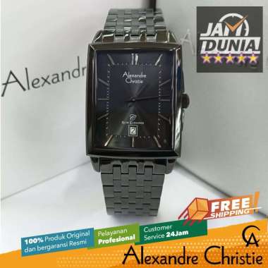 JAM TANGAN ANALOG PRIA KOTAK ALEXANDRE CHRISTIE ORIGINAL FULL BLACK STRAP 8708 AC 8708 AC8708 ACF870