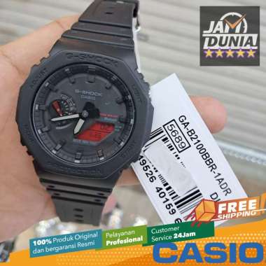 JAM TANGAN PRIA CASIO ANALOG DIGITAL ORIGINAL RUBBER BLACK AND BOLD RED G-SHOCK GA-B2100BBR-1ADR G S