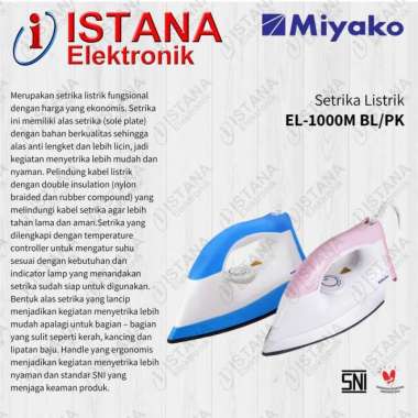 MIYAKO SETRIKA LISTRIK EL-1000M BL/PK