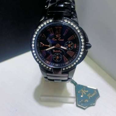JAM TANGAN WANITA RAY RUCCI KACA ANTI GORES SAPPHIRE RANTAI HITAM CRONO AKTIF WATER RESISTANT 3 ATM 