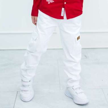 Rodeo Junior Celana Panjang Kargo Anak Laki Putih/ Long Cargo Pants Boy White/ RJ Independence 8 tah