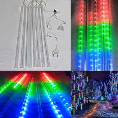 Lampu Meteor LED RGB 45cm 8 Batang/Lampu Hujan Meteor RGB Jatuh Salju Taman Hias