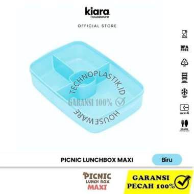 Tempat Penyimpanan Makanan Kiara Kotak Makan Picnic Lunch Box Sekat 4 Free Sendok Garpu Bebas BPA Bi