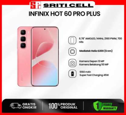 INFINIX HOT 60 PRO PLUS RAM 8/256 GARANSI RESMI RAM 8/256 TITANIUM SILVER