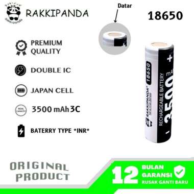 RakkiPanda - Baterai Cas 18650 Flat Top 3500mAh