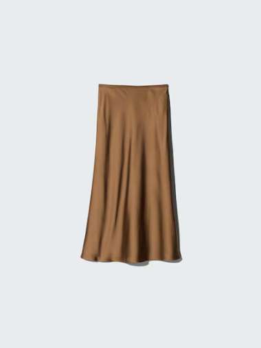 UNIQLO Rok Satin Skirt Wanita Brown M