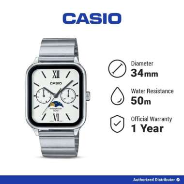 Casio General MTP-M305D-7A2VDF Jam Tangan Pria Analog Moon Phase White