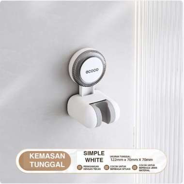 ECOCO Suction Shower Holder - Dudukan Shower Tempel, Gantungan Kepala Shower, Bracket Shower Anti Bo