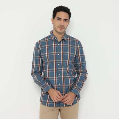 Platini Kemeja Pria Motif Kotak Lengan Panjang 76606 ORANGE 2XL