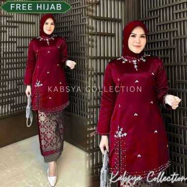 Baju Kurung Melayu Modern Belah Samping | Baju Tunik Wanita Elegan & Rok Batik Pesta Kondangan Kekin