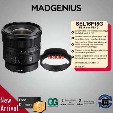 SONY FE 16mm F1.8 G / Lensa Sony ultra-wide 16 mm G Lens / Sony Lensa Kamera SEL16F18G Full Frame , 