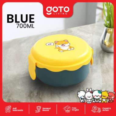 Goto Hachi Lunch Box Bento Tempat Bekal Makan Anak Lucu Anti Tumpah 700ML BLUE