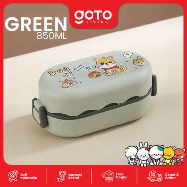 Goto Hachi Lunch Box Bento Tempat Bekal Makan Anak Lucu Anti Tumpah 850ML GREEN