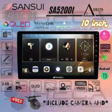 Sansui DELTA Series 4/128 GB Android 10″ Inch QLED SA-5200I Head Unit Tape Mobil + Rear Camera AHD
